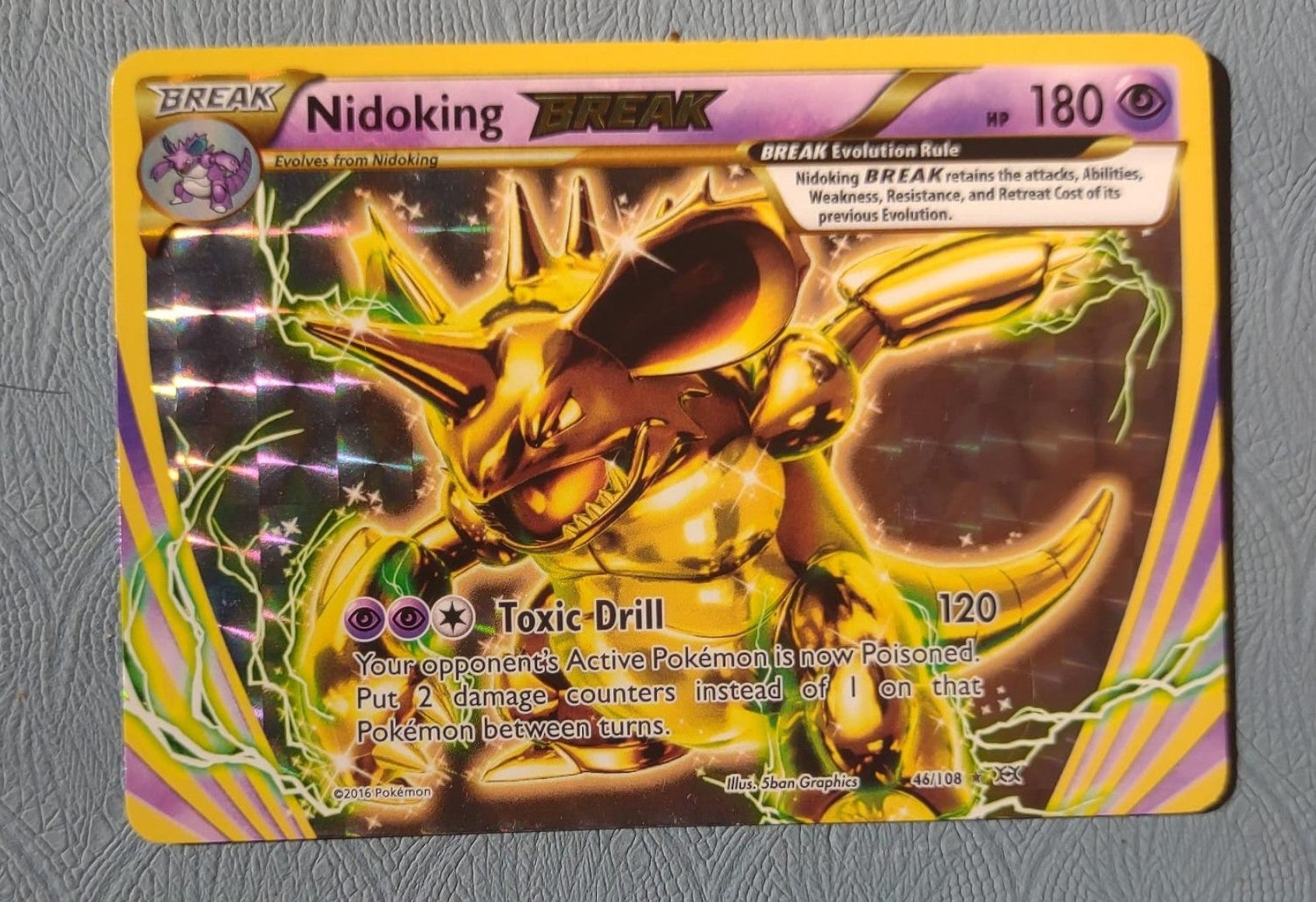 Pokémon Card #34 | 2016 XY Evolutions 46/108 Nidoking BREAK Prizm HOLO