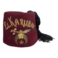 Vintage Shriner's Fez Hat - El Karubah - Jeweled w/ Tassel Size 7 1/4
