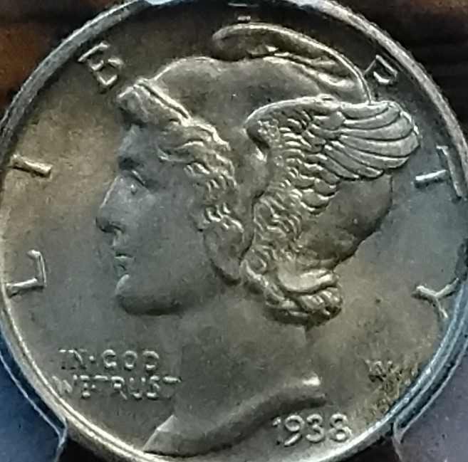 1938 D Mercury Silver Dime PCGS MS65FB #3193