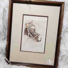 Vintage Signed Horse Portrait Print - Professional Framed Equestrian Art Sketch