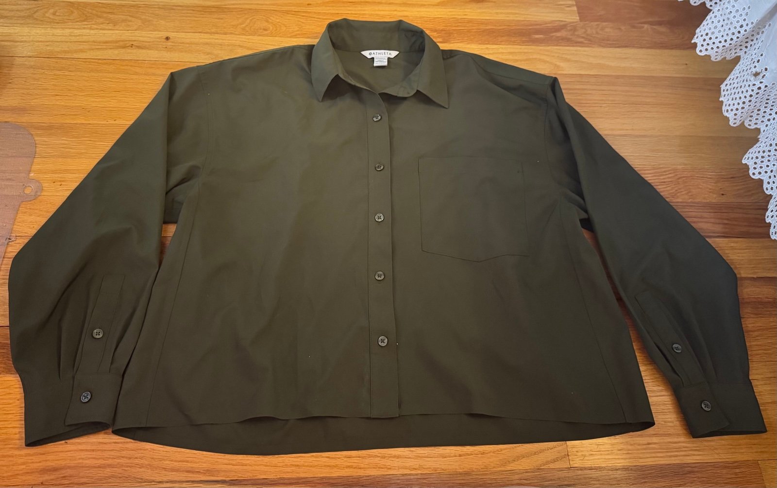 Athleta Dark Green Button Down Shirt