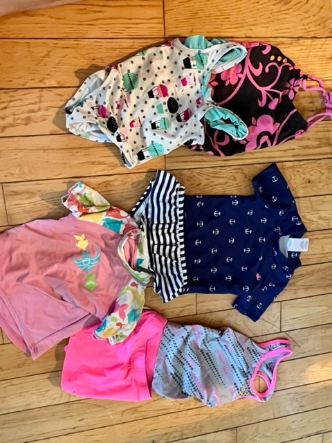 Bundle - 3 Baby girl 18 months bathing suits + rash guard