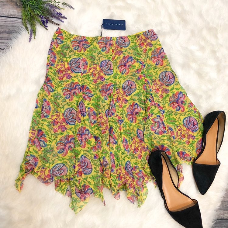 Ralph lauren yellow silk skirt NEW