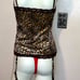 Medium velour leopard tank, velour red turtleneck & garter w red panties nwt