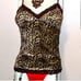 Medium velour leopard tank, velour red turtleneck & garter w red panties nwt