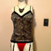 Medium velour leopard tank, velour red turtleneck & garter w red panties nwt