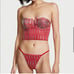 Medium velour leopard tank, velour red turtleneck & garter w red panties nwt