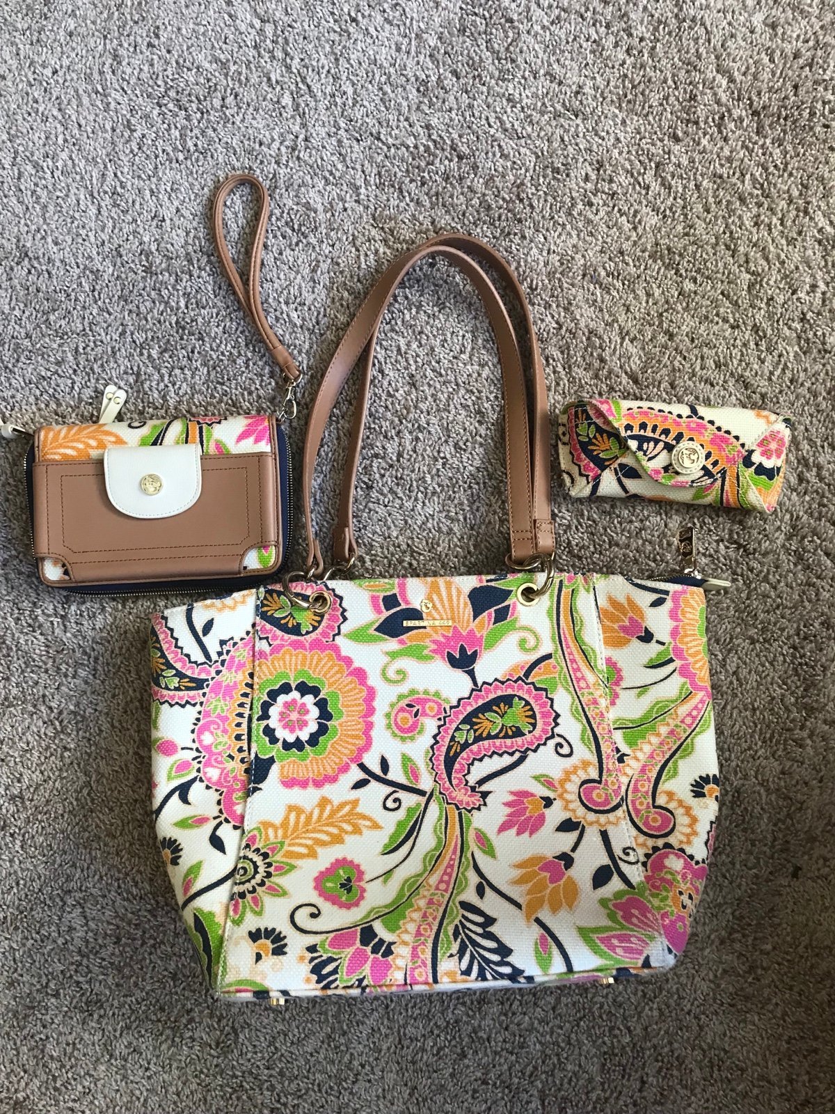 Beautiful Spartina Purse Set with Wristlet and Glasses Case, Great Condition
