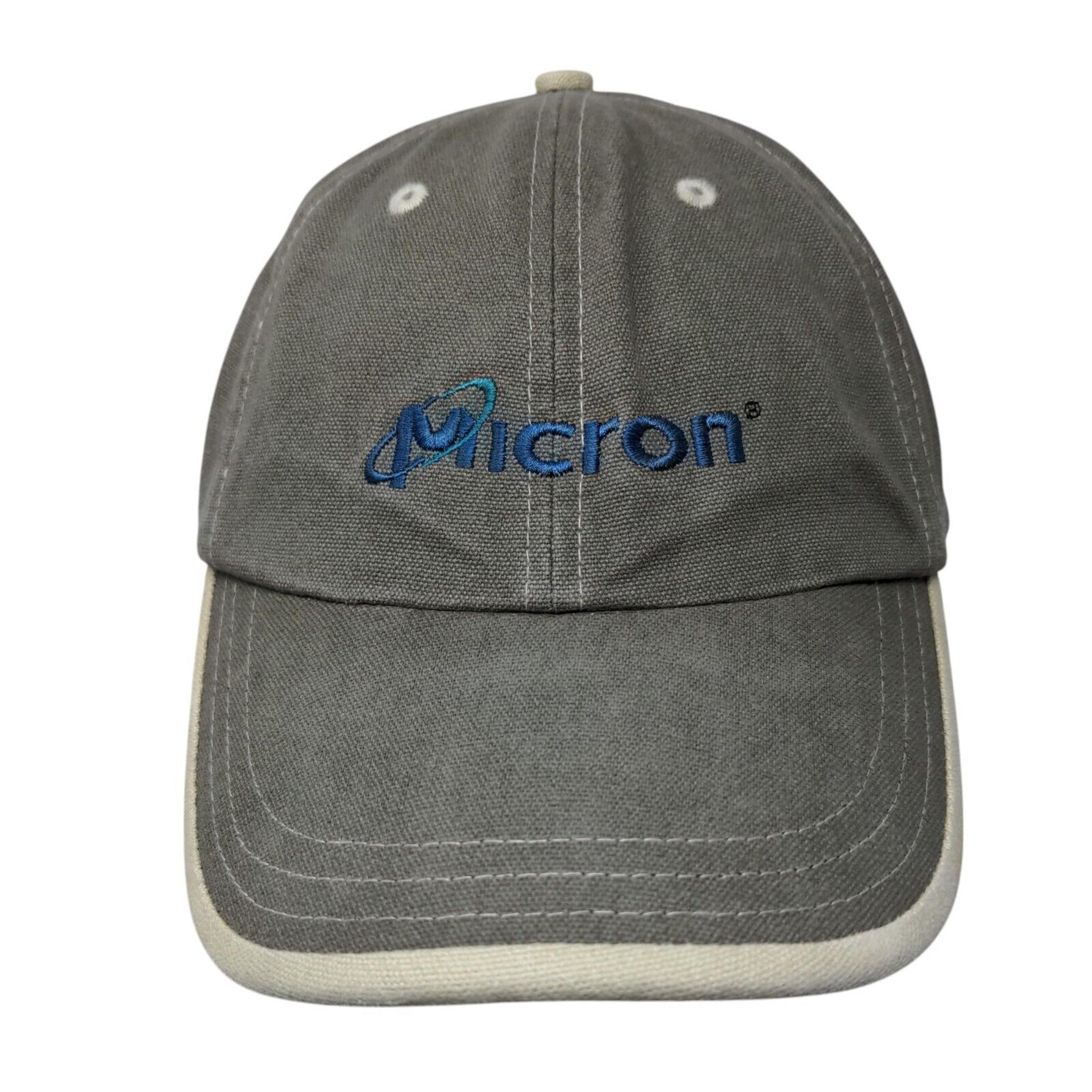 Micron Strapback Hat Grayish Brown One Size Adjustable Embroidered Cotton - Adams
