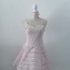 Vintage 1950s pink lingerie nightgown with hoop skirt