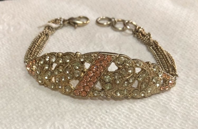 Vintage Gold Tone Rhinestone Bracelet