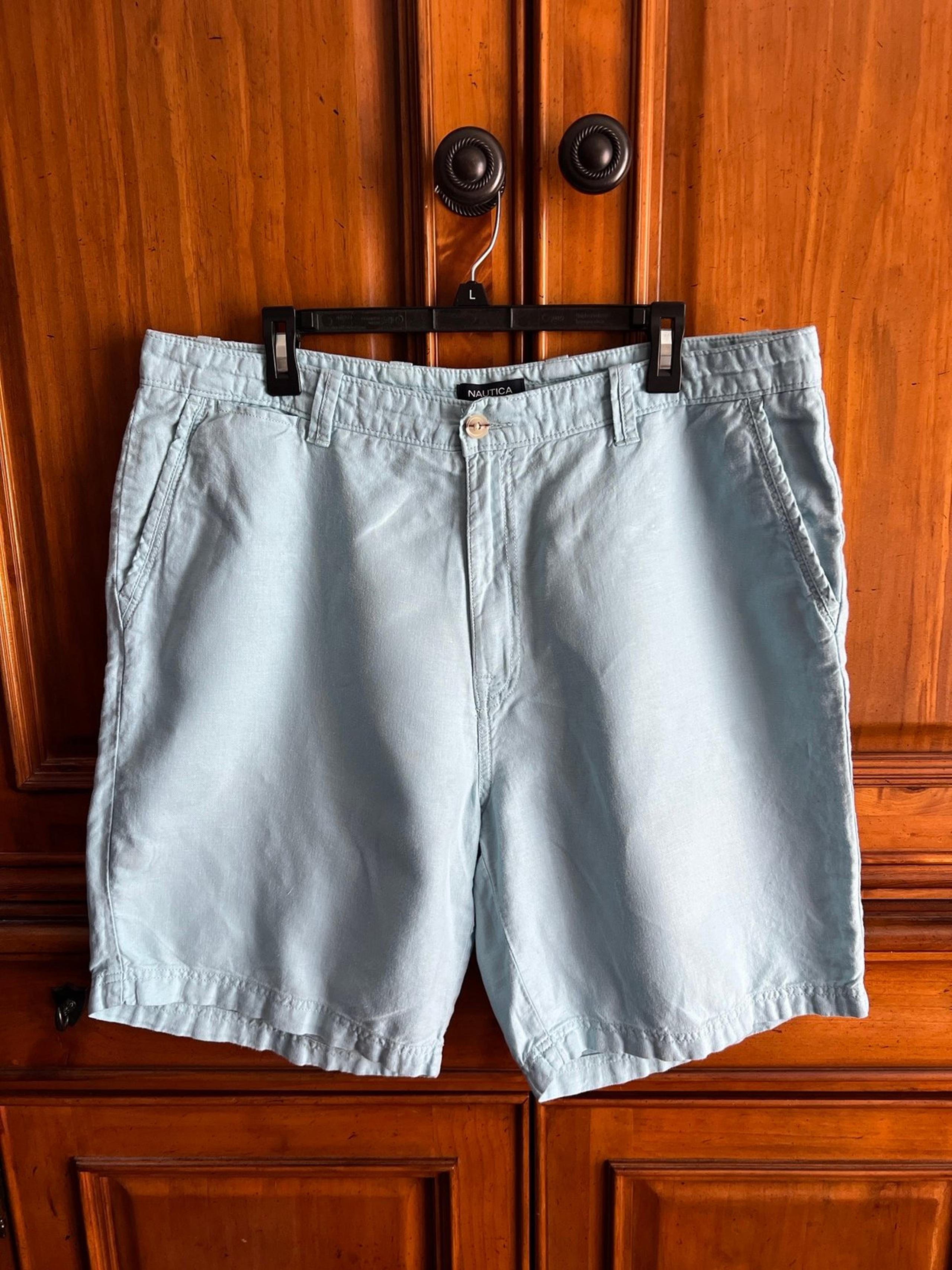 Nautica light mint blue flat front linen shorts size 38 men’s shorts