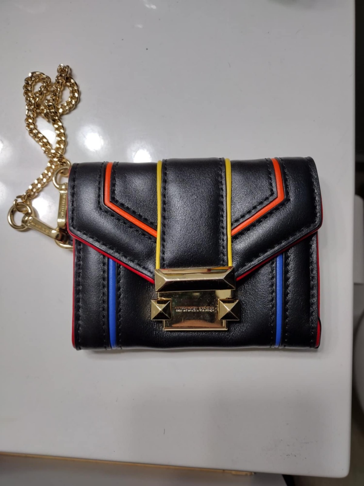 Whitney Small Rainbow Quilted Leather Chain Wallet