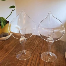 Vintage Jack In The Pulpit Clear Glass Candlesticks Set of 2 - 7in Pre-Owned