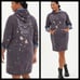 1X 14W 16W Torrid Grey Bleach Splatter Sweatshirt Dress Fleece Skull Hood Lounge