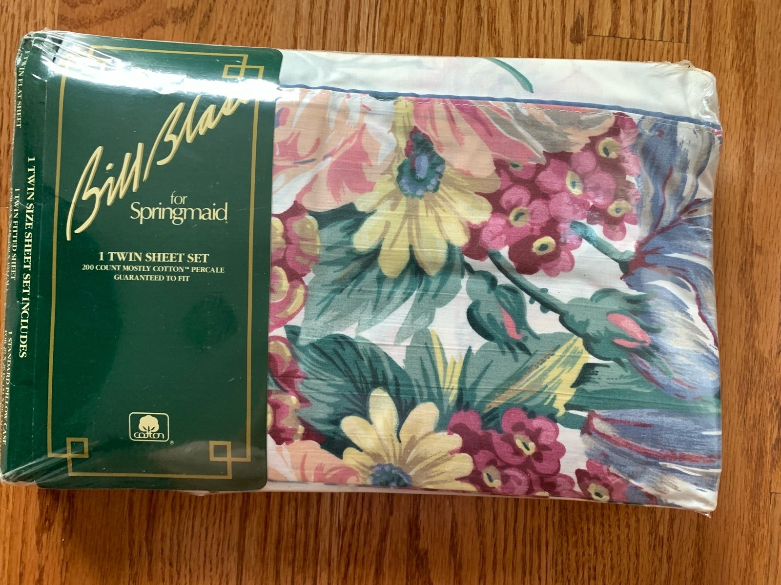 NEW VINTAGE Bill Blass Twin Size Sheet Set Floral Festival