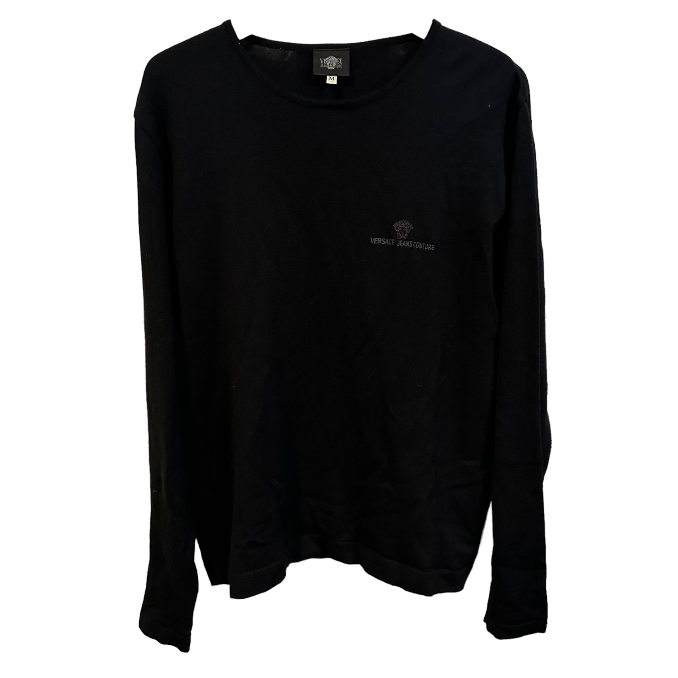Authentic Versace logo designer black knit sweater made in Italy mens medium