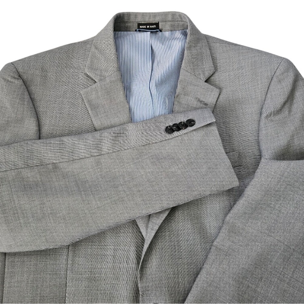 Tommy Hilfiger Mens 40R Blazer Gray 100% Worsted Wool Two Button Suit Jacket