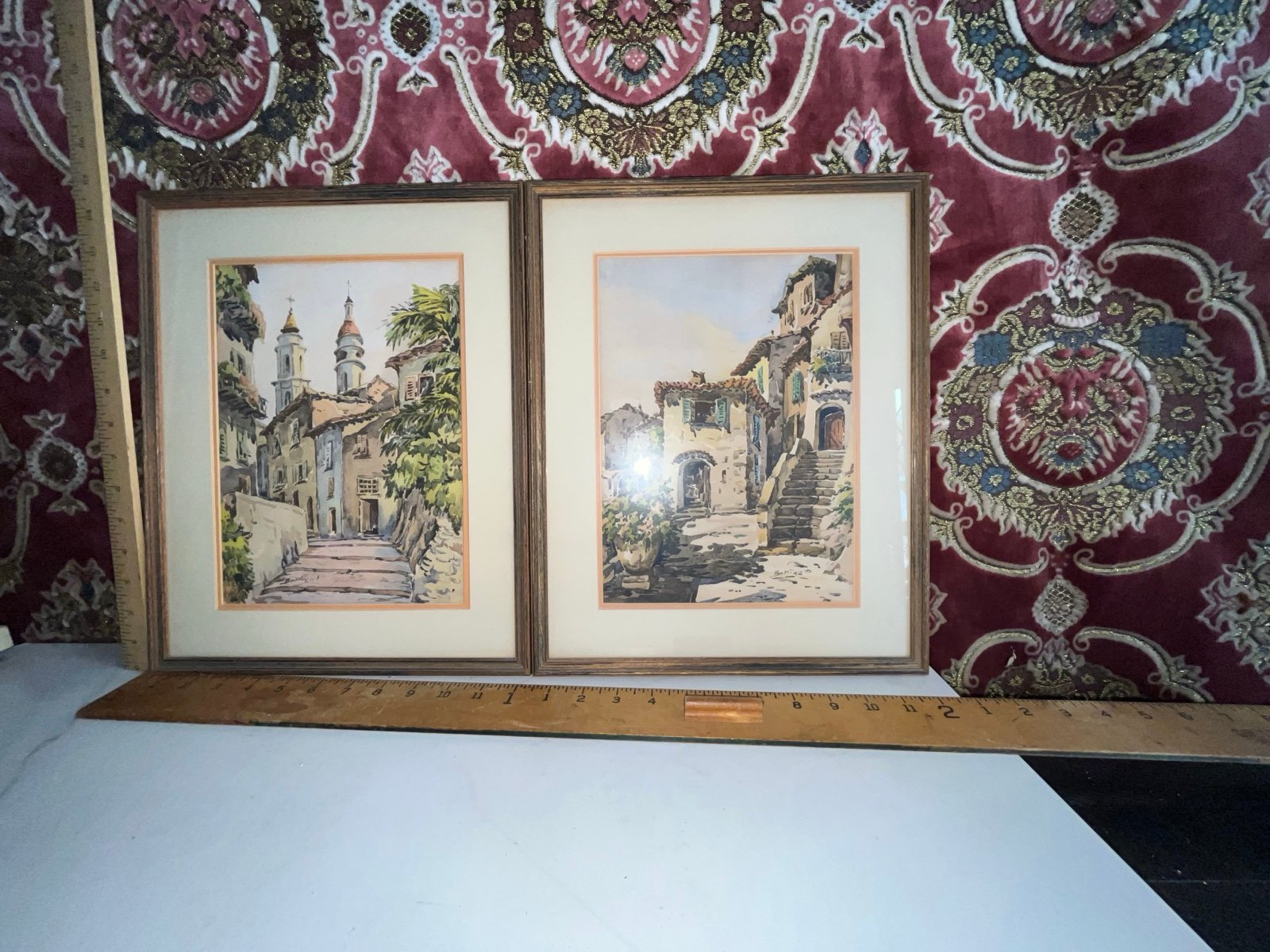 Vintage European Framed Art Under Glass