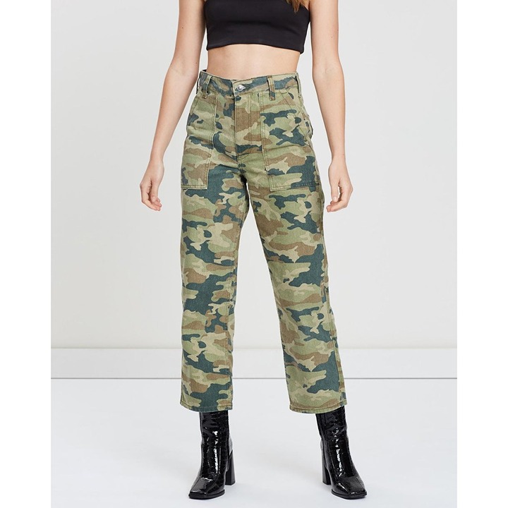 New Free People Remy Camo Print Wide Leg Jeans Size 25