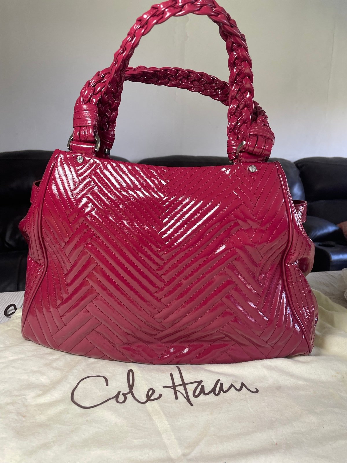 NEW Cole Haan Laury Quilted Patent Leather Satchel Purse Handbag