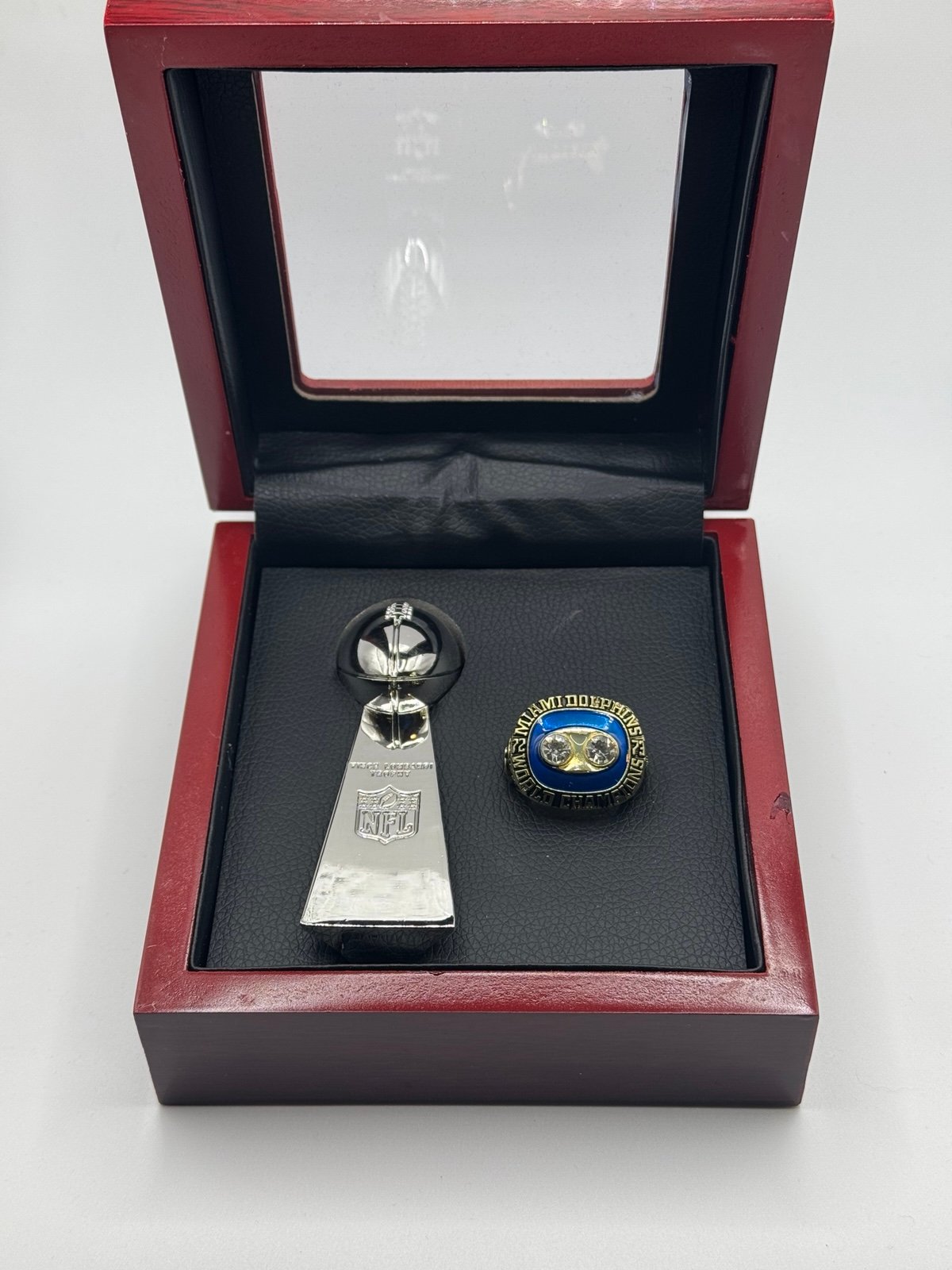 Miami Dolphins Super Bowl Championship Ring TROPHY + CASE