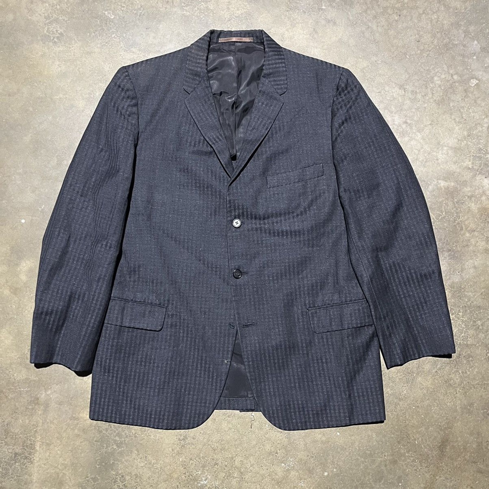 Vintage 50s Black Striped Wool 3-Button Blazer