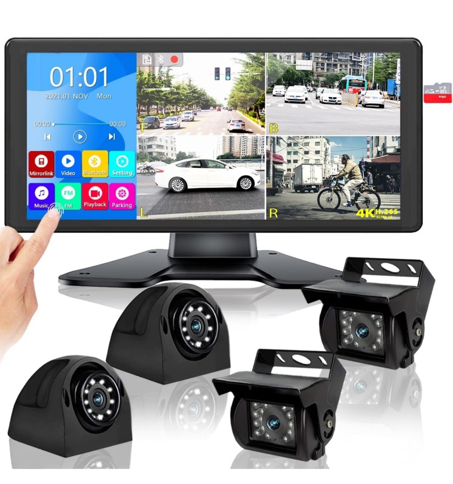 RV Backup Camera System with 10.36’’ 4K Monitor for RV Truck Bus Trailer with 4