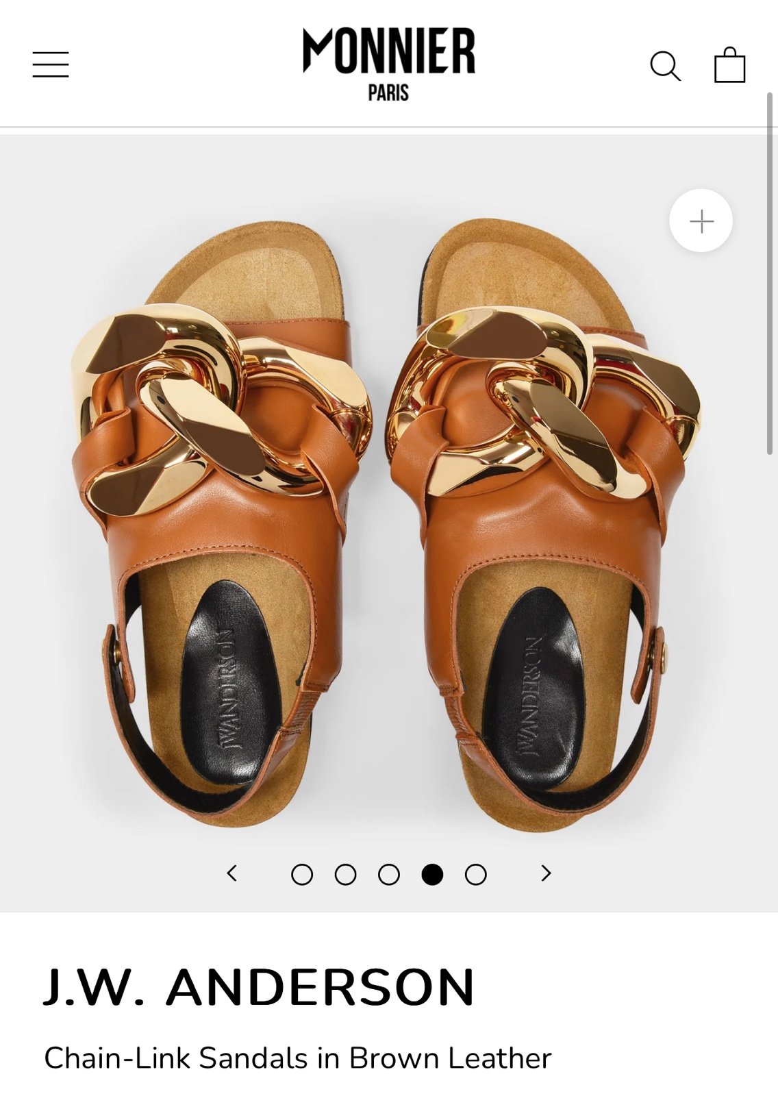 J.W. Anderson Chain-Link Sandals - Brown Leather - Size 12.5/Euro 43