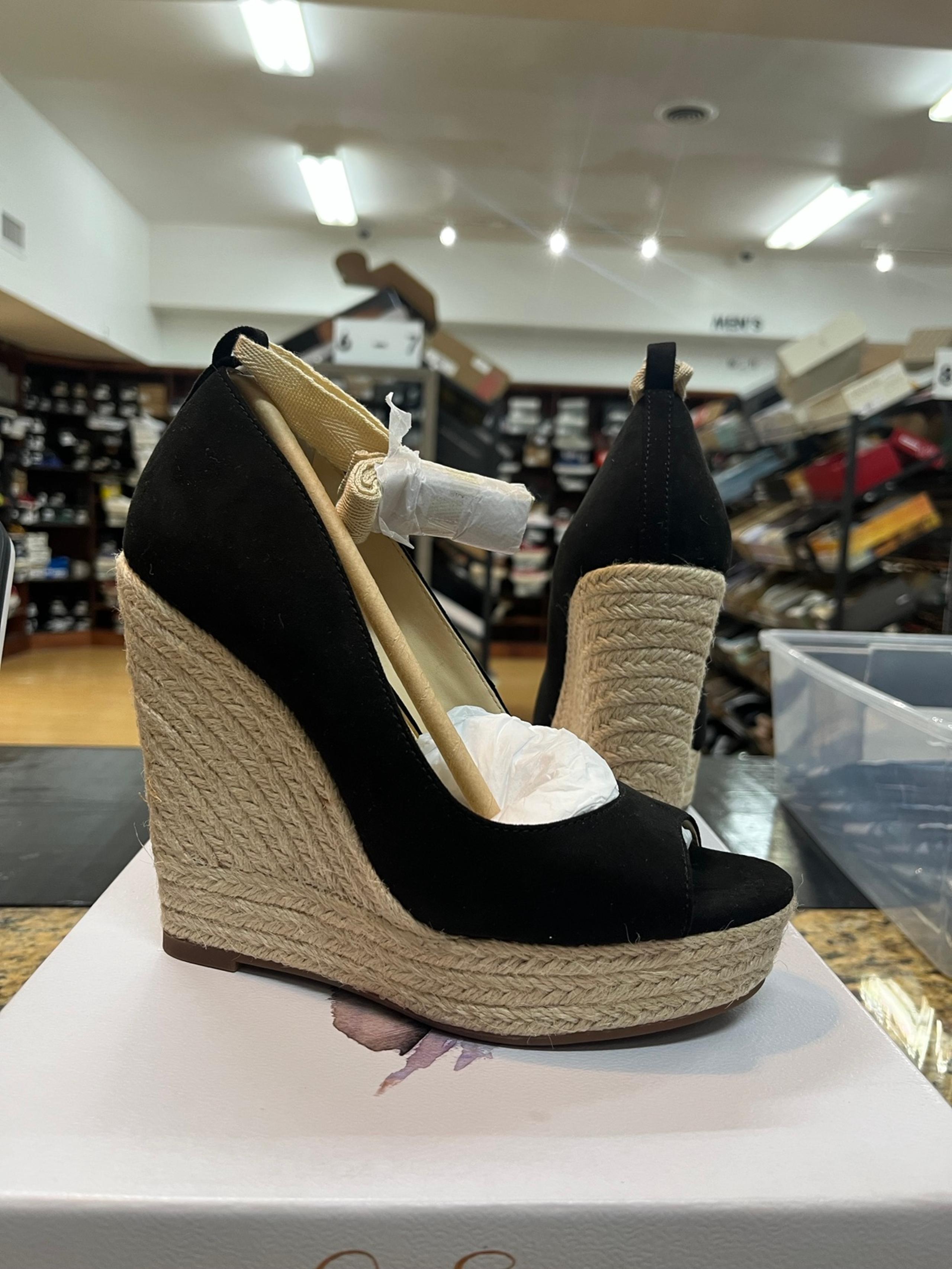 Jessica Simpson Womens Zavida Black Espadrille Platform Wedge Sandals Size 5.5M