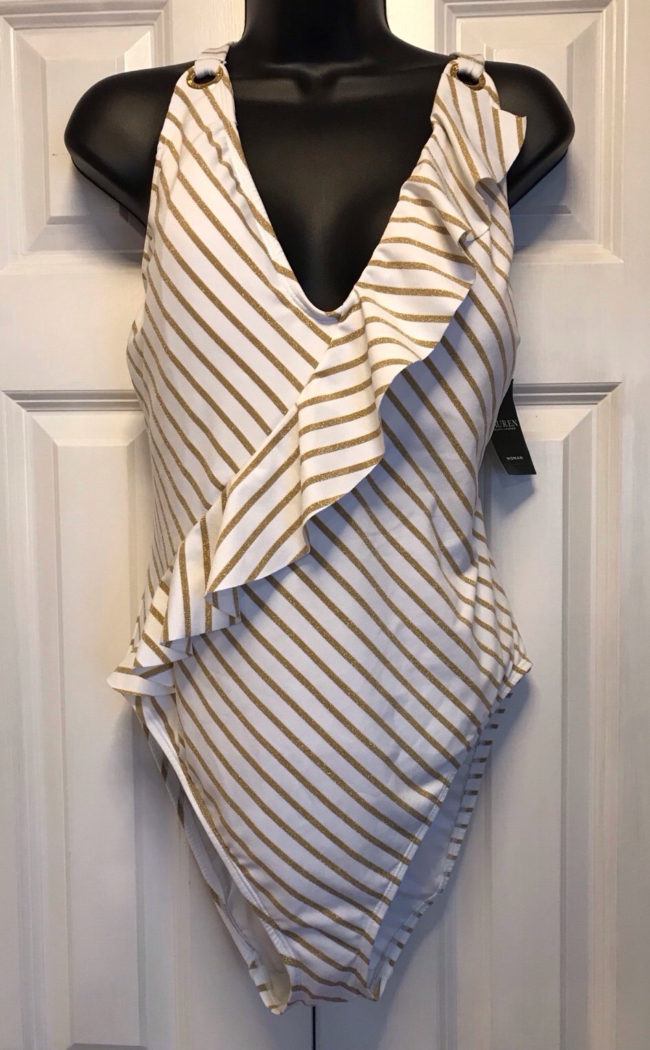 NWT Lauren Ralph Lauren One Piece Swimsuit LR 9 GR06W GWH Size 16W Color White