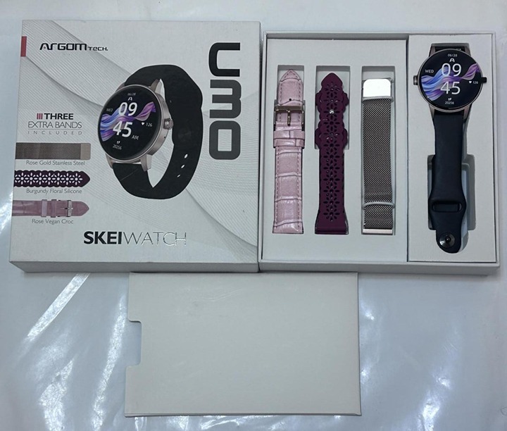Argomtech Skeiwatch C30 Smartwatch with 3 Extrabands Included