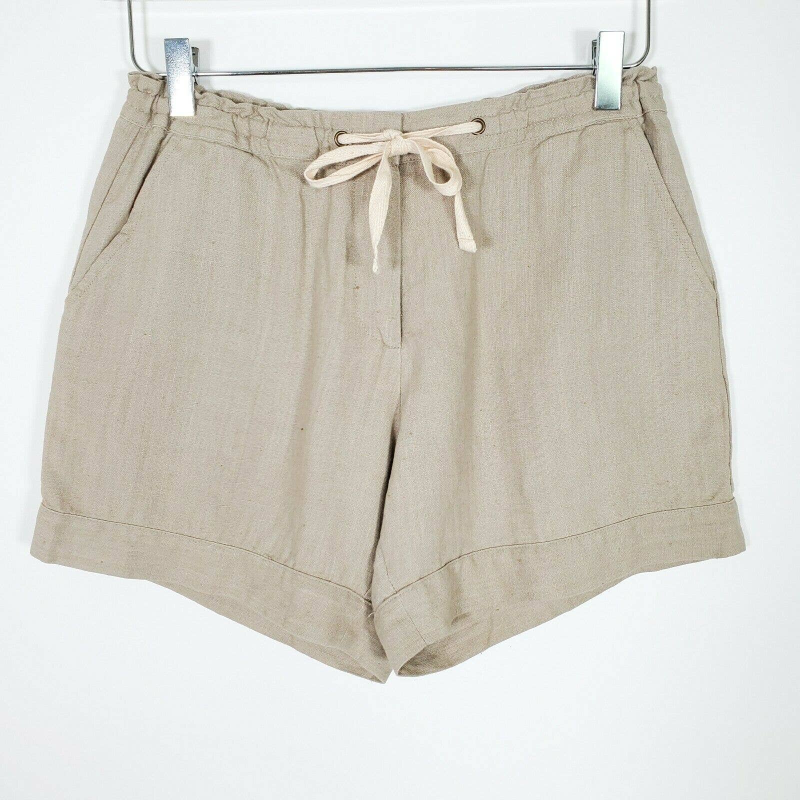 Lisa Todd High Rise Linen Shorts XS 5 Drawstring Lagenlook resort