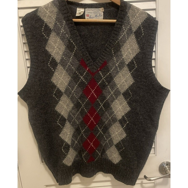 Vintage Men's Scottish Shetland 100% Wool Sweater L Vest Made in England
