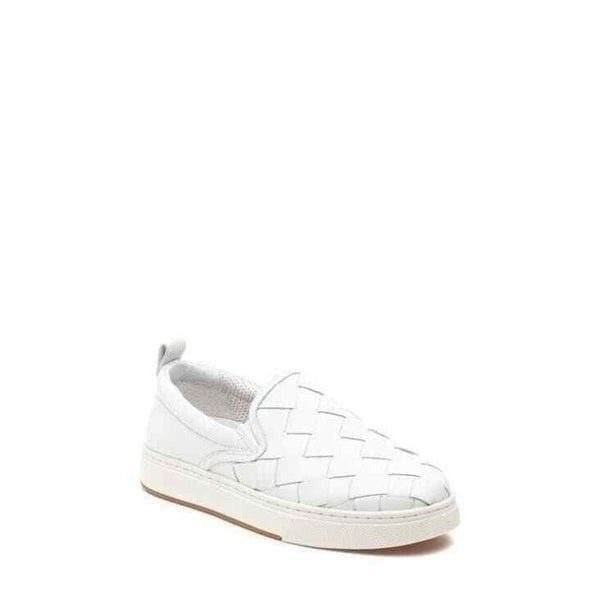J/Slides Slip-On Sneaker Leather White Woven Casual Comfort Shoes Size 9