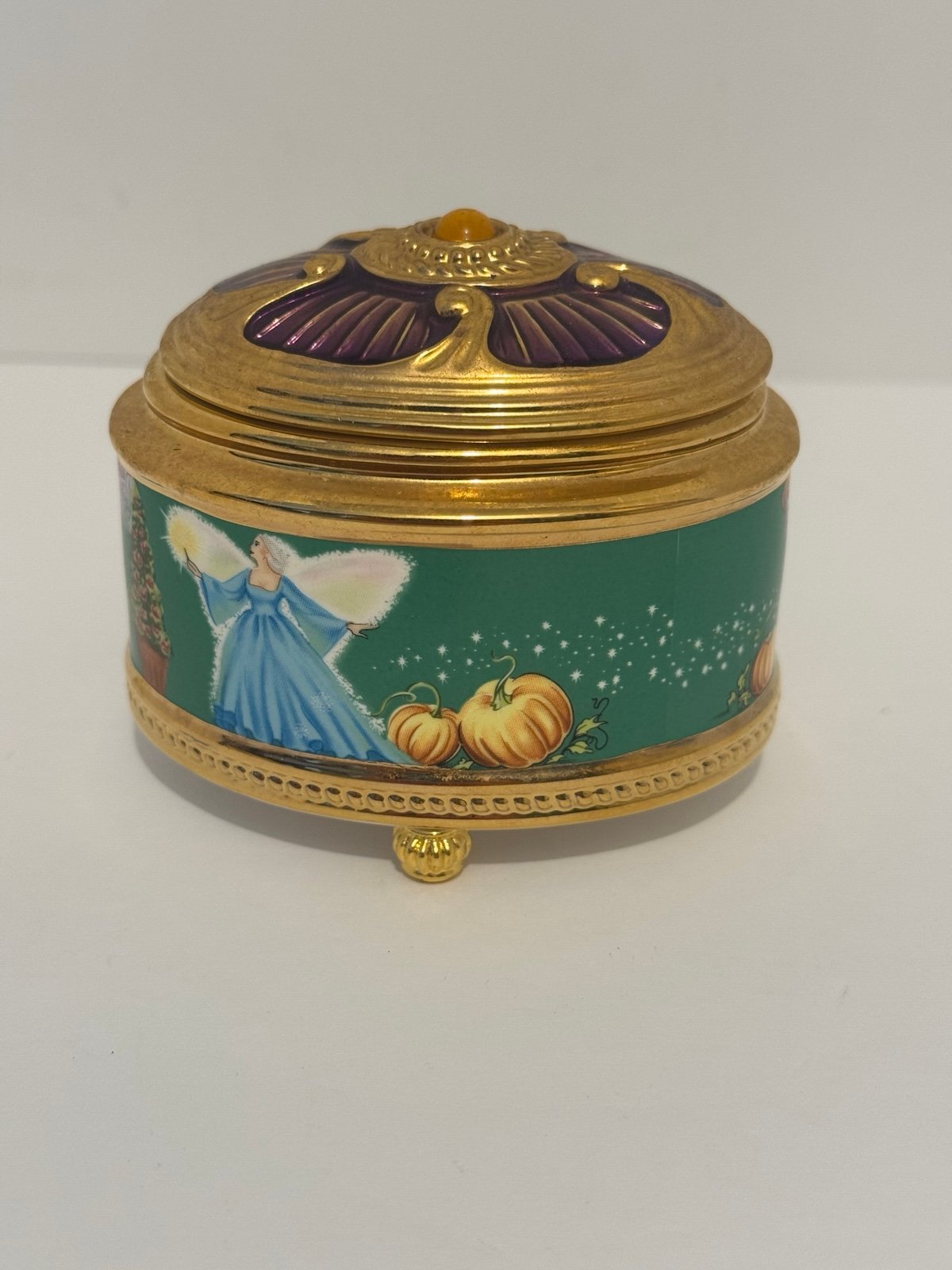 Franklin Mint The House Faberge Cinderella Music box 24K Goldplate Porcelain