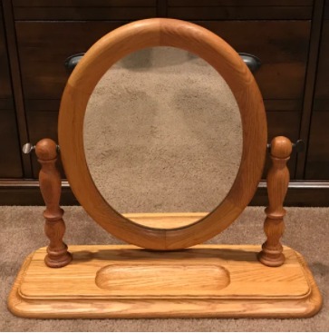 Vintage Carolina Mirror Corporation Oak Dresser or Vanity Swivel Mirror for Make