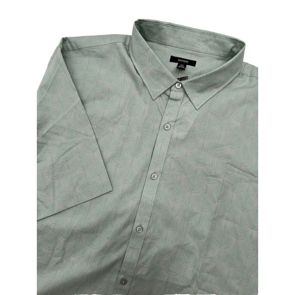 Alfani Men's Geo Print Button Up Shirt Mint Sugar Size XXL NEW