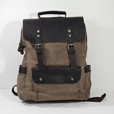 DaVan Leather Flap Canvas Laptop School Work Travel Bag Backpack