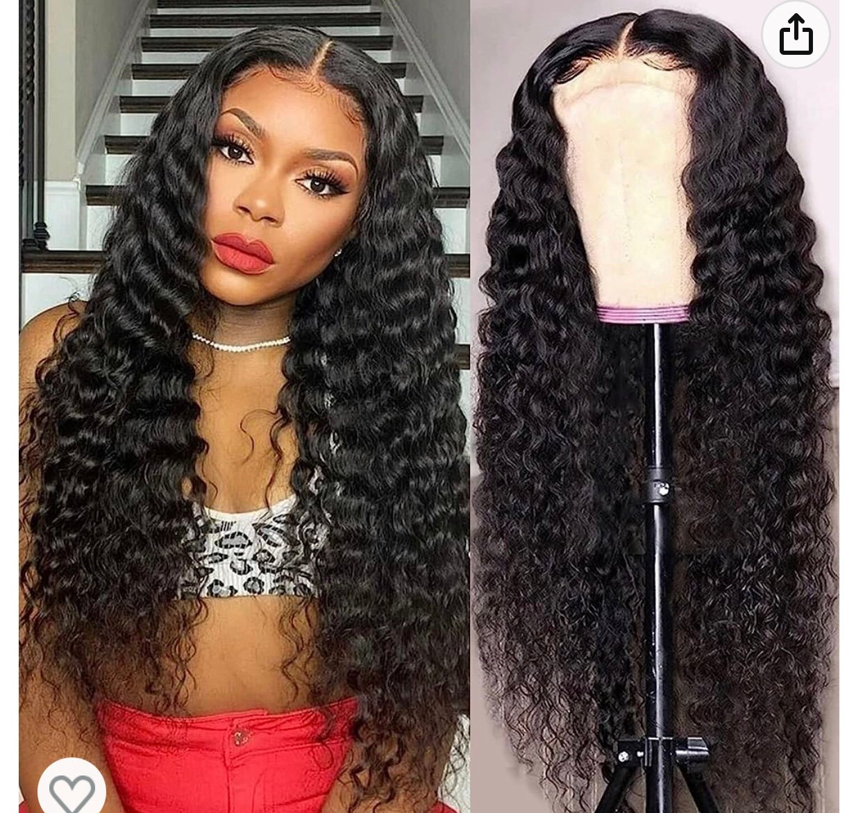 20” Deep Wave 4x4 Lace Closure 180D Human Hair Wig