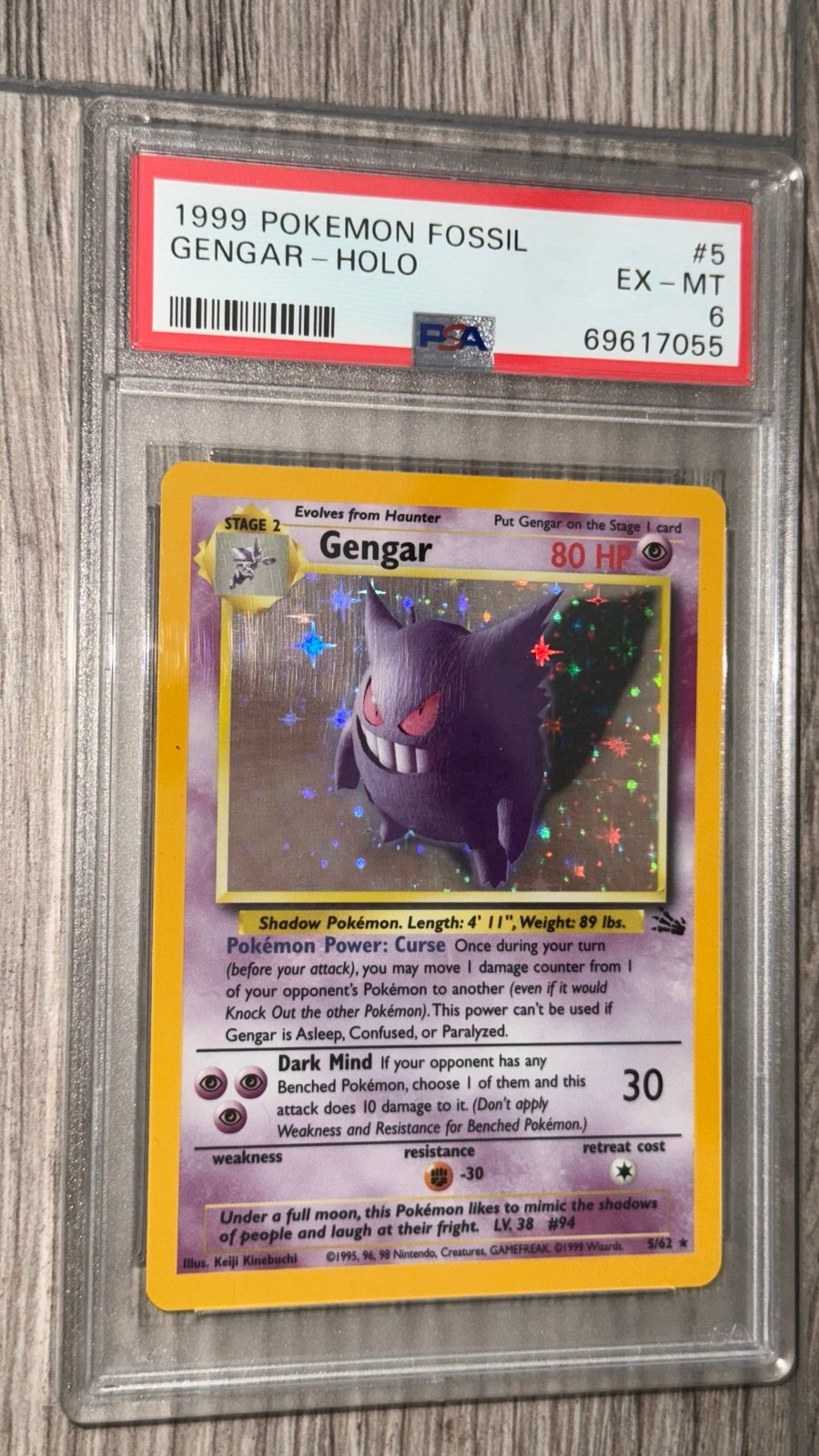 1999 Pokémon Gengar Holo PSA 6