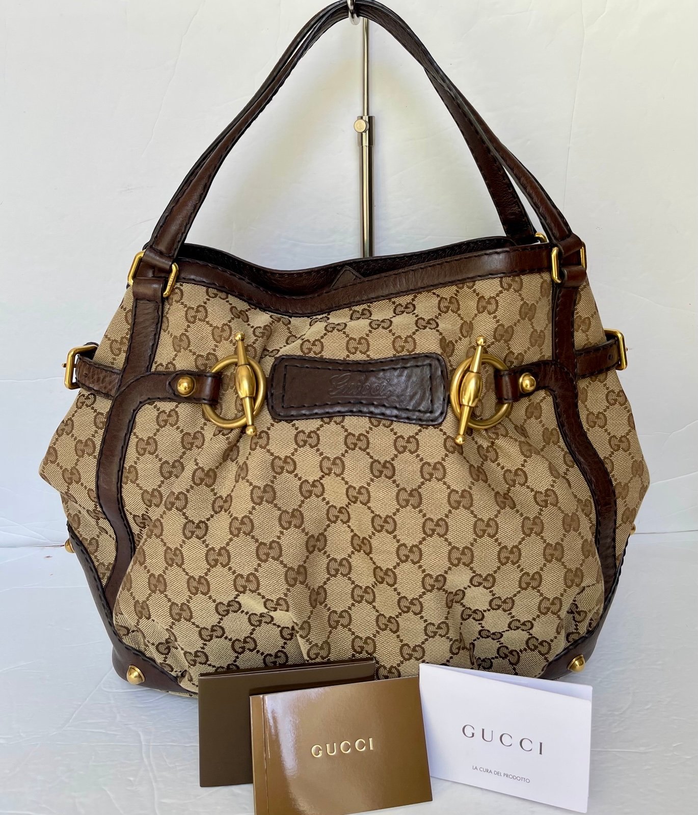 GUCCI GG CANVAS / LEATHER TOTE HANDBAG - EXCELLENT CONDITION