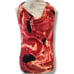 Silk Red And Black Marbled Cowl Neck Open Back Halter Top - Size Medium