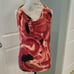 Silk Red And Black Marbled Cowl Neck Open Back Halter Top - Size Medium