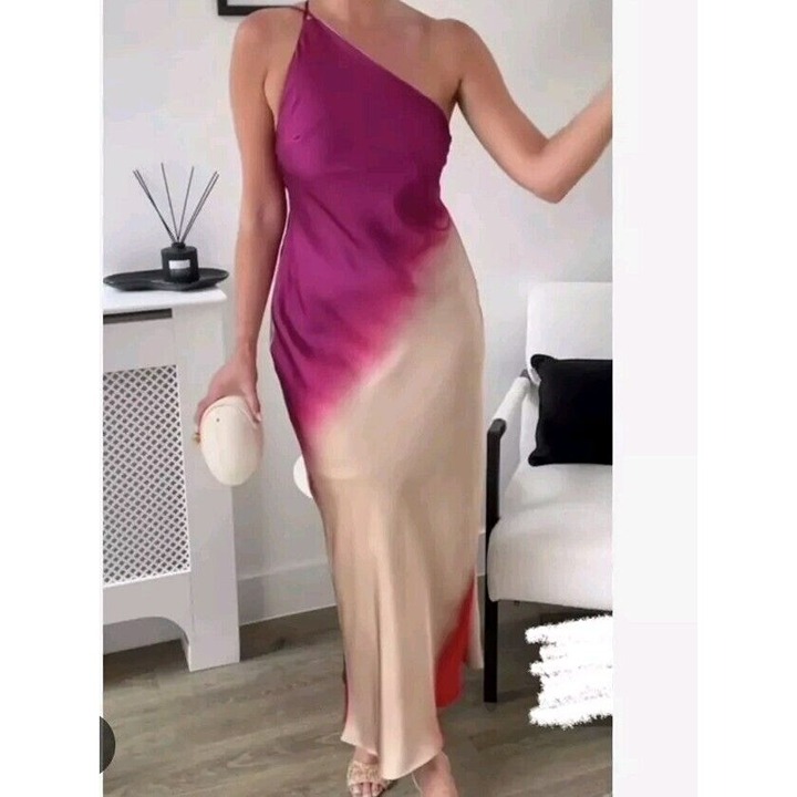 ZARA TIE-DYE PRINT ASYMMETRIC DRESS MIDI NEW SS23 SIZES M REF. 8030/484