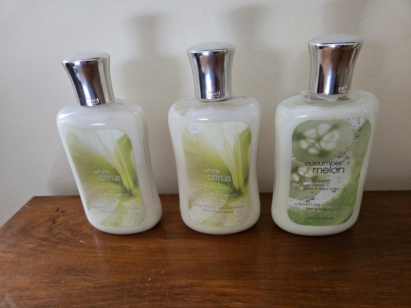 New Lot of 3 Bath & Body Works Body Lotion White Citrus & Cucumber 8 Fl Oz