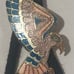 Vintage Metal Bolo Tie, Silver and Blue Turquoise Stones Design, Ethnic Eagle
