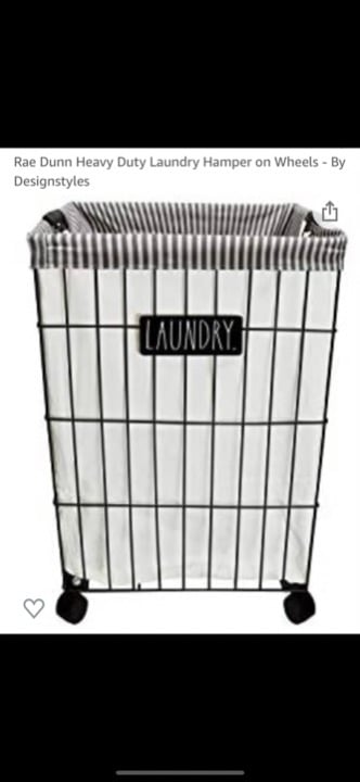 Rae Dunn laundry hamper on wheels