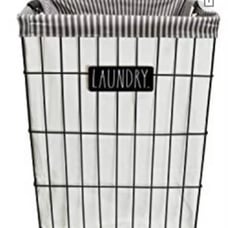 Rae Dunn laundry hamper on wheels