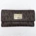 Michael Kors Women's Jet Set Large Checkbook Wallet Brown Signature MK Monogram